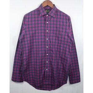 Sid Mashburn Pink & Blue Plaid Button Down Shirt Cotton Spread Collar Preppy M